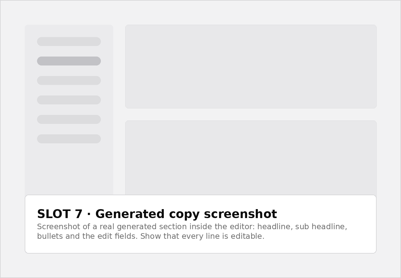 A generated section open in the editor, with every field editable